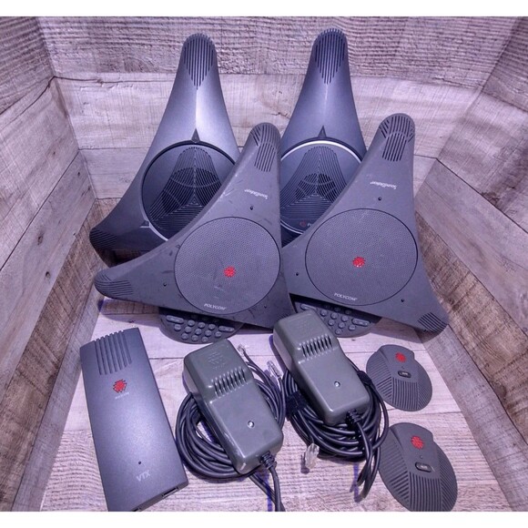 Lot Of Polycom Vtx Phone SoundStation, Vtx, Subwoofer, Remote Microphone, Cables - Picture 1 of 16